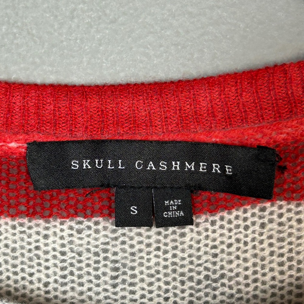 Skull Cashmere Sweater Small American Flag Cashmere Americana Western Coastal - Picture 6 of 12